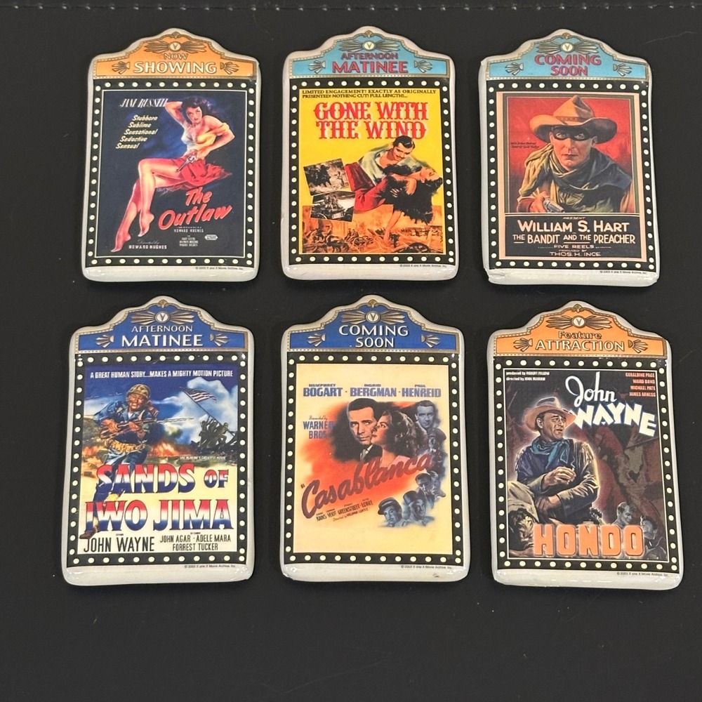Vintage Movie Archive Classic Movie Poster Refrigerator Magnets Set of 6